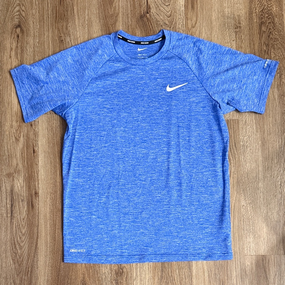 Nike Heathered Blue UPF 40 Hydroguard Tee Shirt - Small